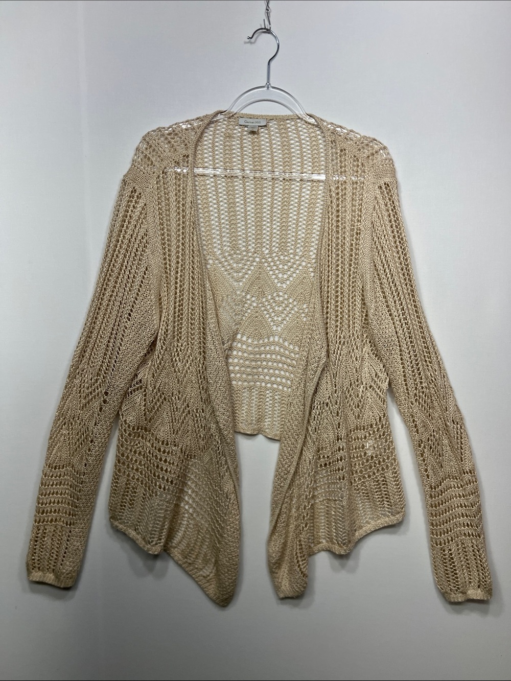 Garnet Hill Open-Weave Beige Cardigan